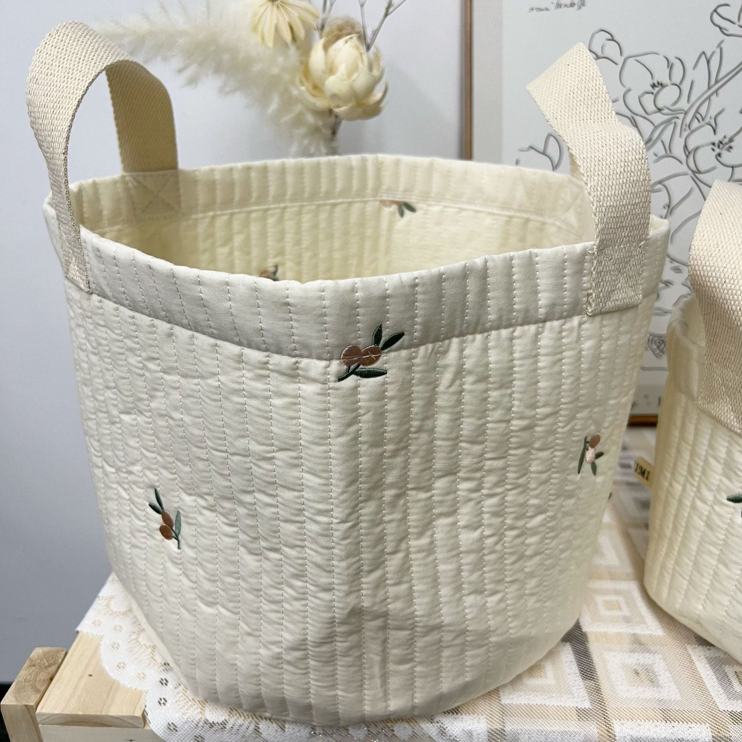 Get your room in order with this charming Quilted Fabric Storage Bucket!