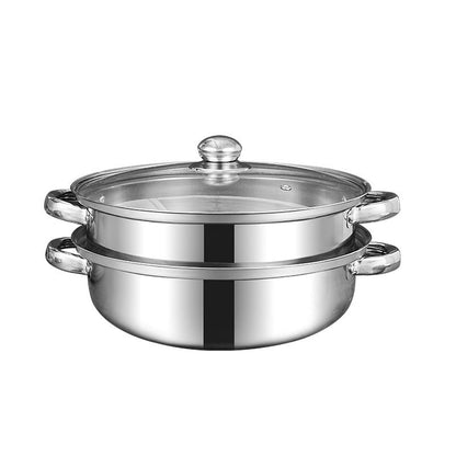 High-Quality Stainless Steel Steamer and Soup Pot Set with 3 Tiers - Sturdy Construction for Induction and Gas Stoves - Ideal for Festive Celebrations