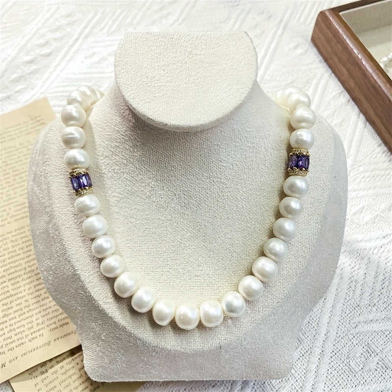 An exquisite Freshwater Pearl Necklace designed for women, featuring a timeless and elegant neutral style. Crafted from natural pearls with unique growth imperfections, this necklace comes in a beautiful gift box making it the perfect romantic gift for