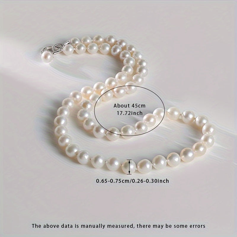 Upgrade her jewelry collection with the elegant MUFAN Simple Luxury Freshwater Pearl Necklace. Featuring 6.5-7.5mm natural pearls, this necklace is the perfect June birthstone gift. Crafted with a S925 silver clasp and no plating, it is suitable for all