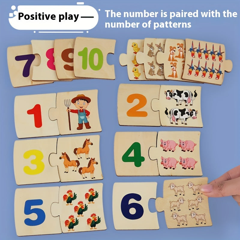 Vibrant Wooden Number Matching Puzzle for Early Learning