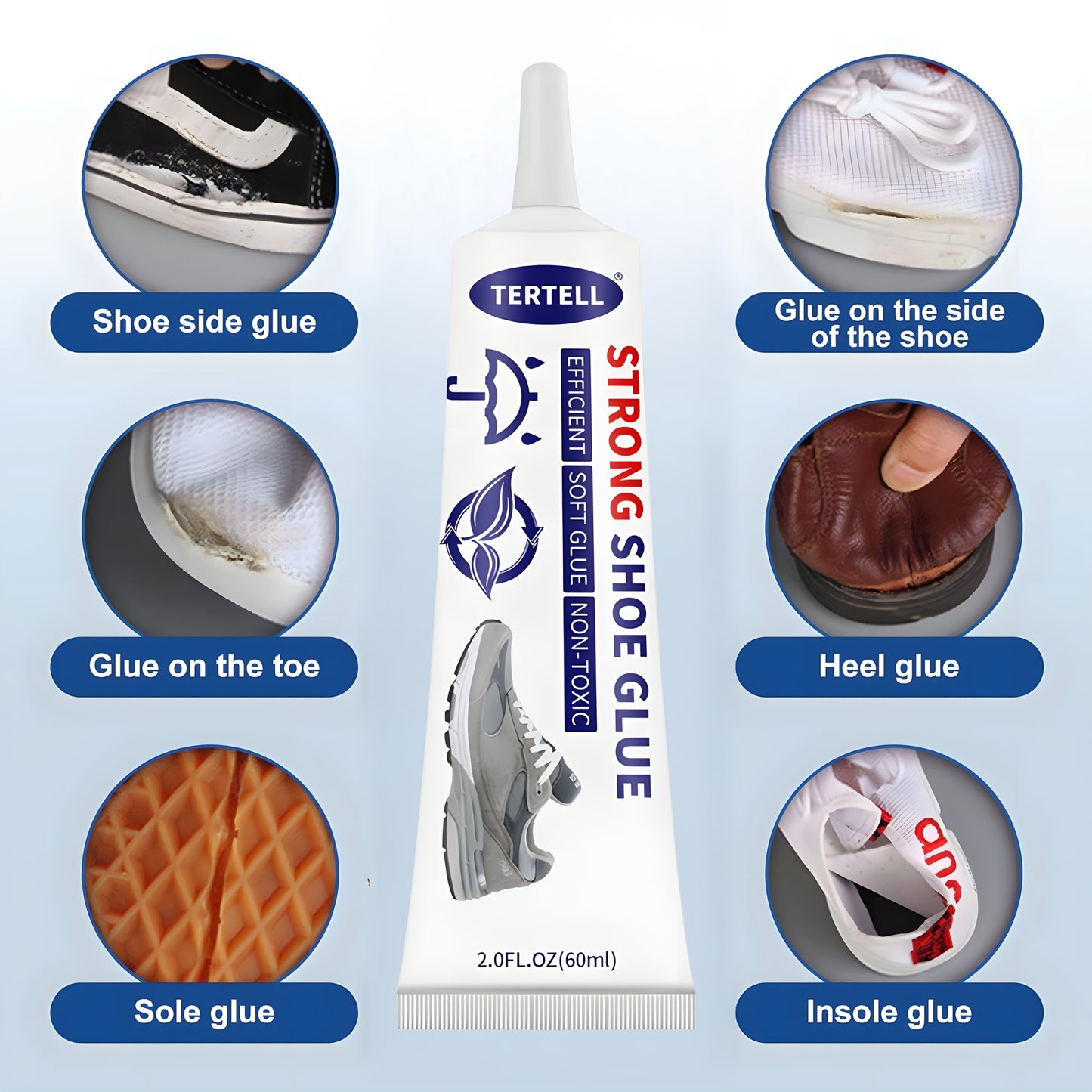 REVIVEPRO Strong Shoe Repair Glue - Ideal for sneakers, faux leather, resin crafts. Professional grade bonding in a 2.0fl.oz tube with easy applicator nozzle. Flexible and long-lasting.