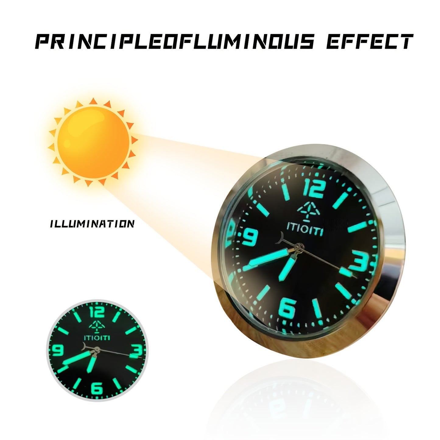 1pc Luminous Decorative Car Clock with Super Luminous Fonts for High-End Cars and Home/Office Use.