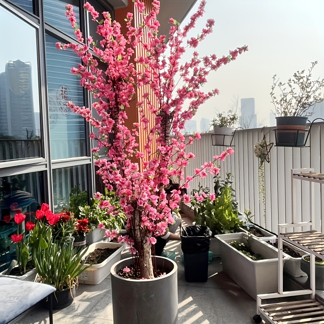 20 bundles of artificial peach red cherry blossoms for wedding decor, perfect for outdoor spaces like gardens, courtyards, and hotels, ideal for spring and summer celebrations, Valentine's