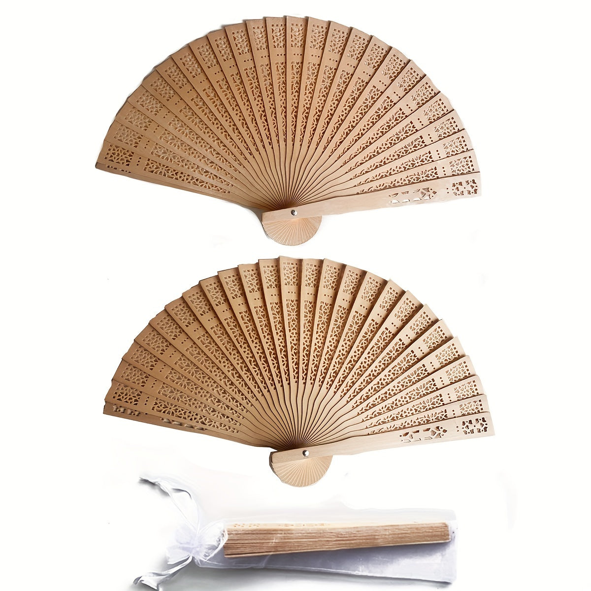 Set of 24 Elegant Wooden Wedding Fans - Folding Hand Fans for Bridal Party Favors and Performance