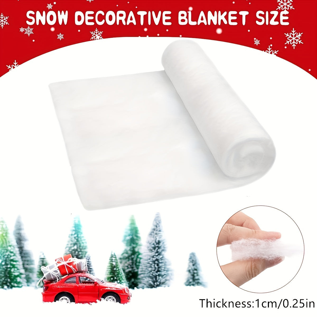 One piece of versatile faux snow blanket ideal for Christmas and Halloween decorations. Use it as a soft white table runner or a photo backdrop.