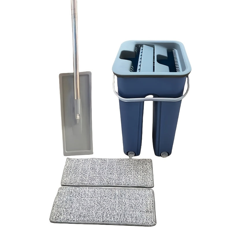 Effortlessly clean your floors with the Easy-Wring 2-in-1 Mop and Bucket Set. Featuring a thick, durable microfiber pad, this set is perfect for efficiently cleaning floors, tiles, hardwood, and laminate surfaces. Ideal for use in the kitchen, bathroom