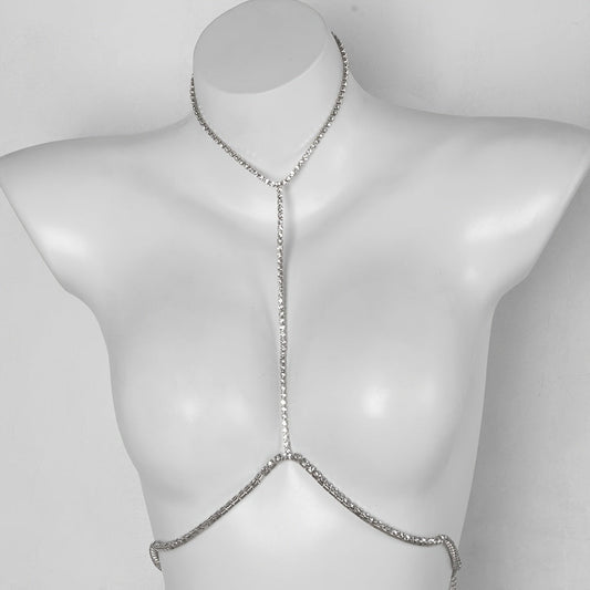 Alloy Body Chain with Rhinestone Accents - Perfect for Parties and Music Festivals, Versatile Vacation Style for Neck and Waist