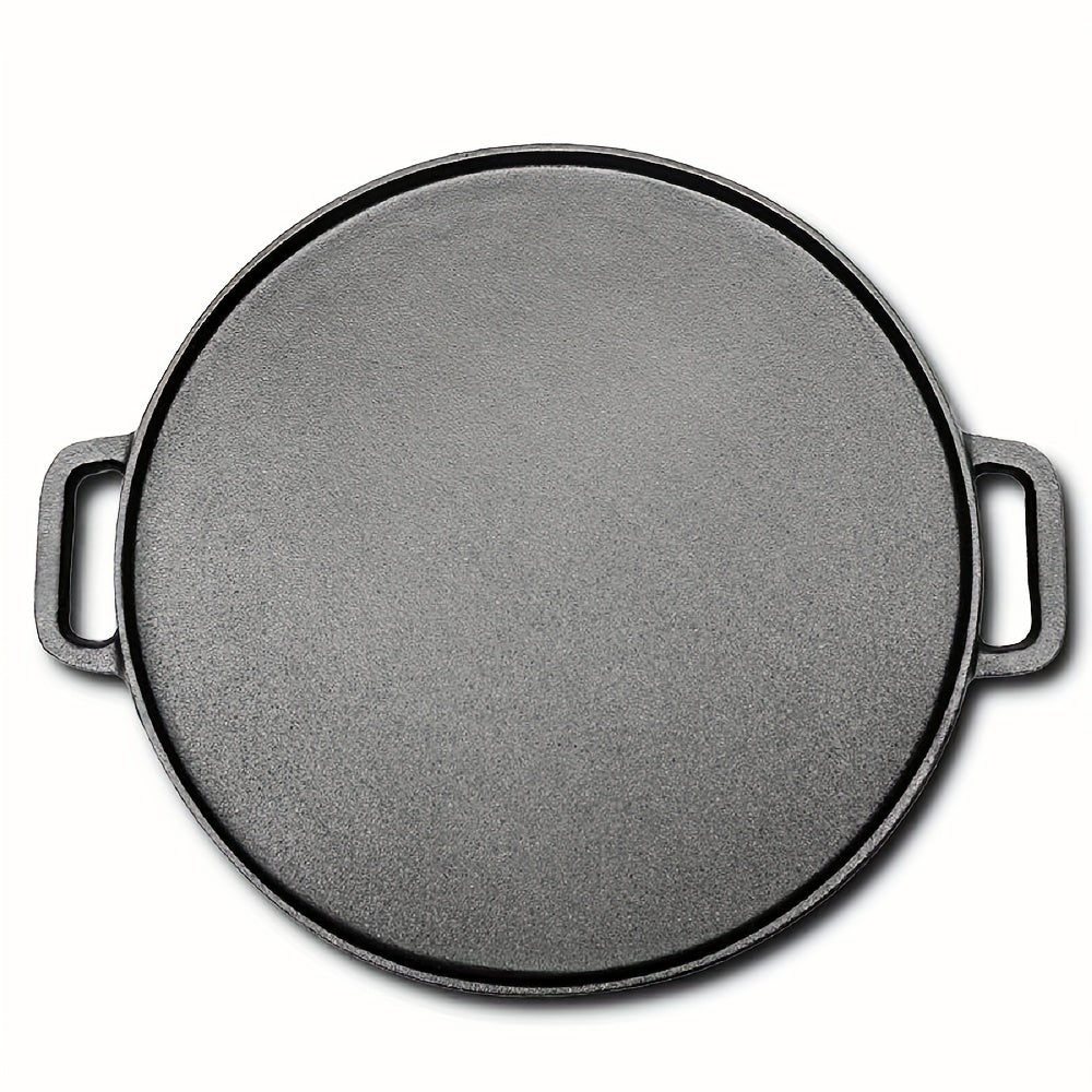 Heavy-duty Cast Iron Double-Sided BBQ Grill Pan - Versatile Round Outdoor Cooking Plate for Pizza, Steak, and More - Essential for Durable Kitchen and Restaurant Use