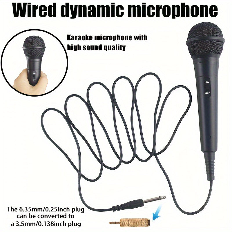 Wired Dynamic Microphone Set with 6.35mm Jack for various uses - Black color