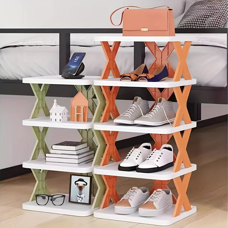 Folding Shoe Rack that Saves Space - Easy Assembly for Compact Storage in Entryway, Office, and Bathroom.