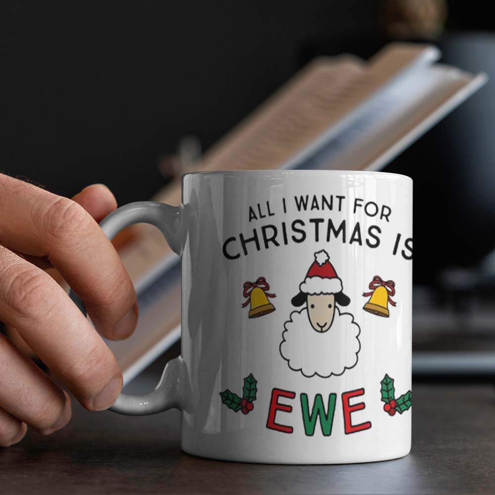 1 Piece Festive Christmas Ceramic Coffee Mug with Sheep Design - Food-Safe for Office, Dining, Camping - No Electricity Required