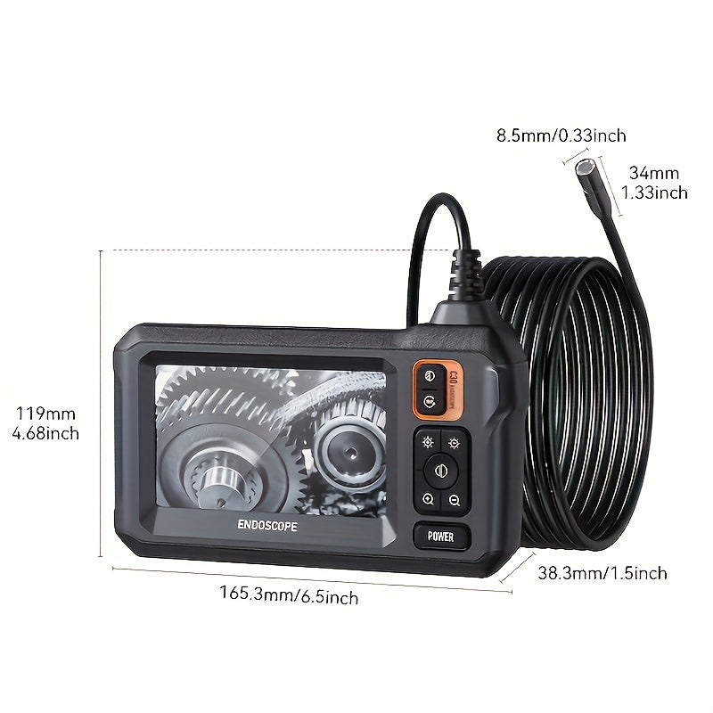 INSKAM Industrial Endoscope Camera, 4.3" IPS LCD Screen, 8mm Single Lens, ABS Material, Battery/USB Dual Power,≤36V, 2000mAh Lithium Battery, Rechargeable.