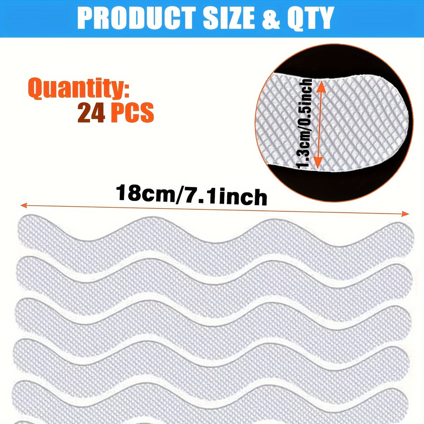 24pcs anti-slip stickers for bathroom floor and shower to prevent slips and falls, easy to apply and remove.