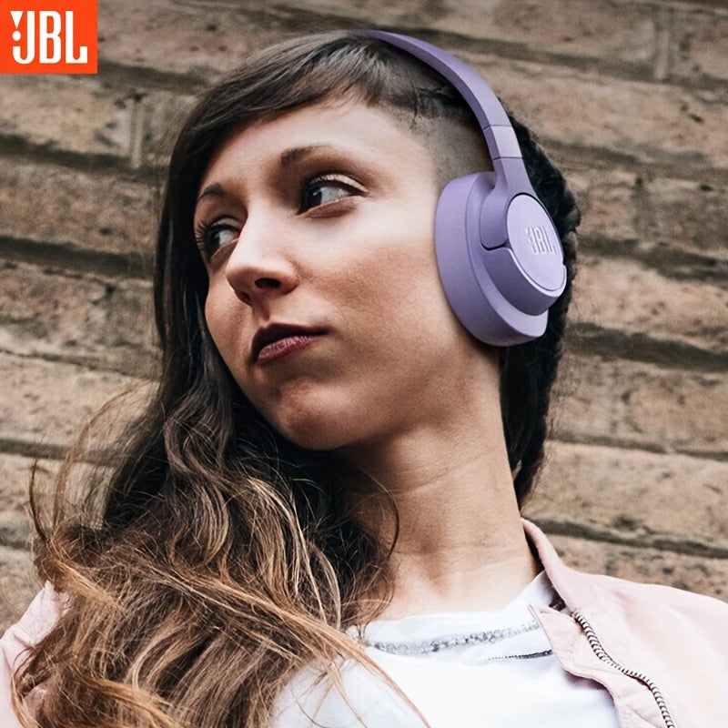 JBL TUNE 720BT Over-Ear Wireless Headphones with sound isolation, volume control, condenser mic, 3.5mm jack. Non-waterproof plastic design for phone, sports, exercise. Long battery life