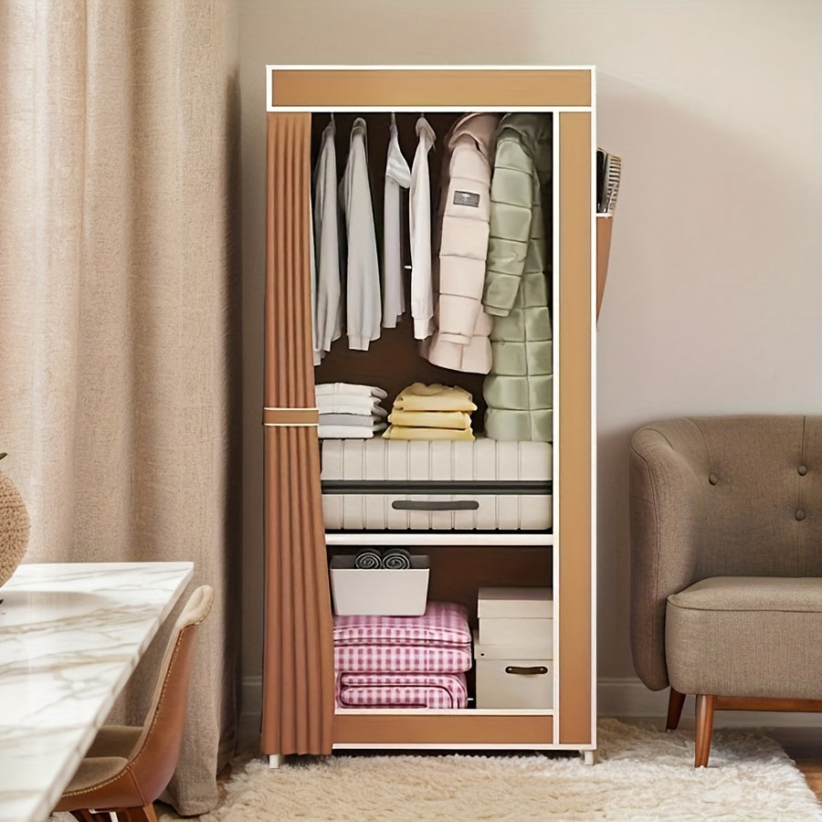 Durable Metal Freestanding Wardrobe made of Sturdy Stainless Steel - Spacious 3.2 Cubic Feet Storage Cabinet, Simple Assembly, Long-lasting Construction, Closet Organization, Portable Closet Option