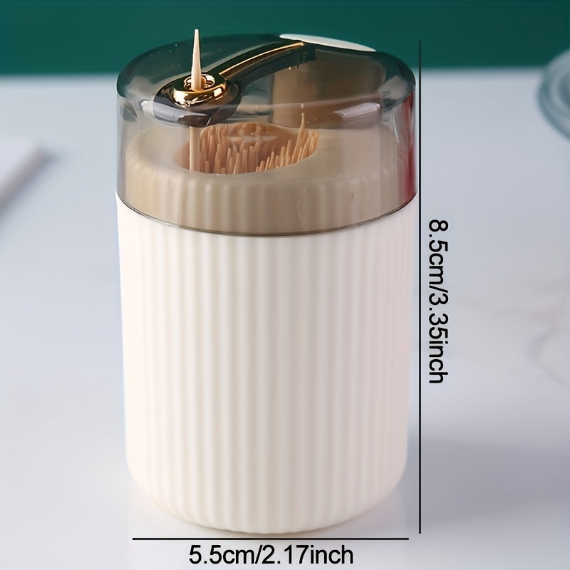 Sleek, durable plastic toothpick dispenser for kitchen and dining room decor.