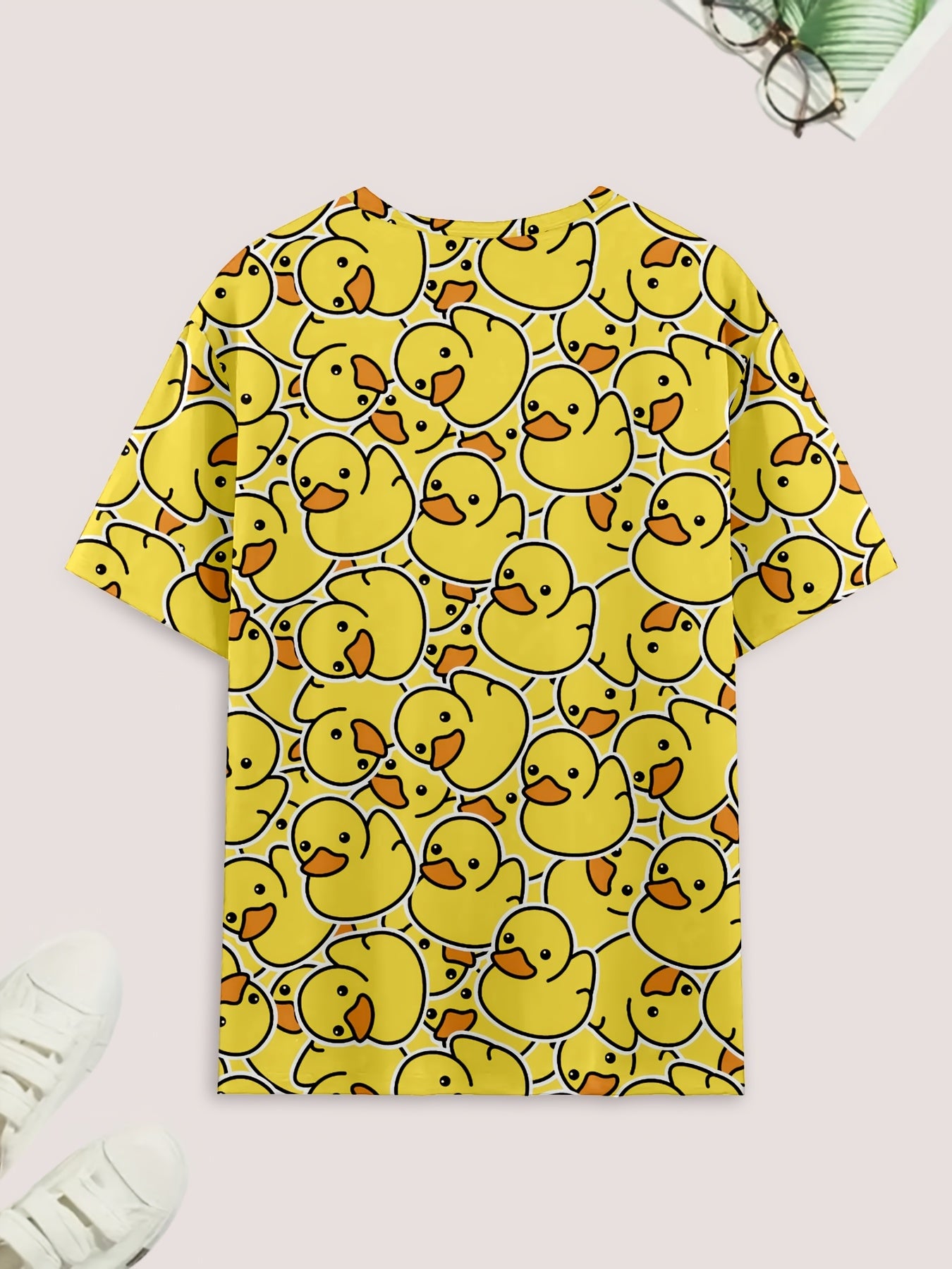 Short sleeve pajamas with duck print