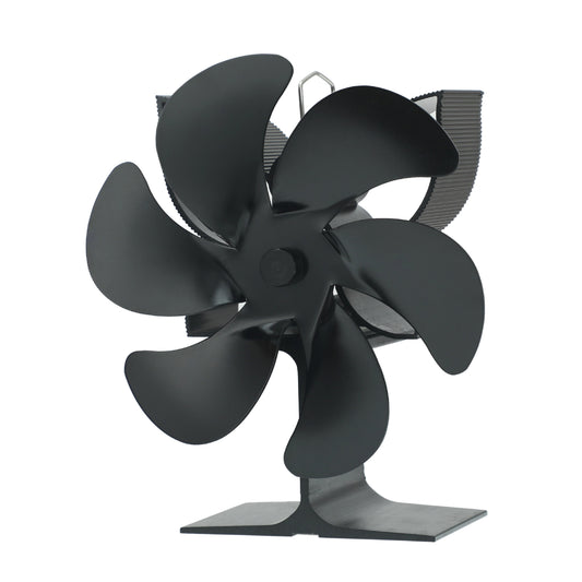 Get 1 or 2 pieces of the 6-Blade Wood Stove Fan, made of durable metal with a painted finish. This fan comes with a remote control for easy use and helps circulate air in your home. Designed to operate without electricity, this fan efficiently