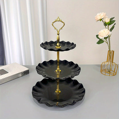 Elegant 3 tier cupcake stand with ruffled or lacy design perfect for tea parties, weddings, and more. Ideal for decorating and serving desserts at any occasion.