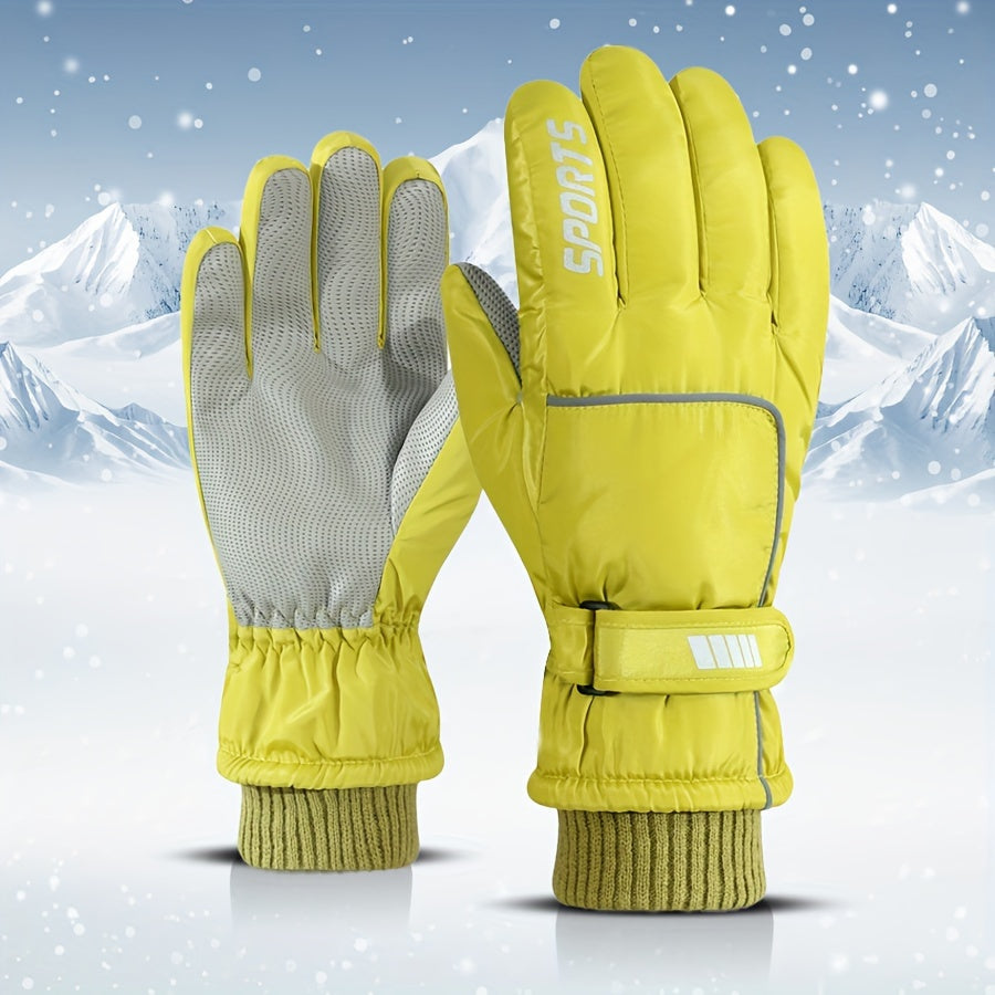 Bestselling Winter Ski Gloves with Touchscreen Compatibility, Windproof and Waterproof Design, Anti-Slip Grip, Fleece Lining for Ultimate Warmth during Winter Outdoor Activities like Cycling and Skiing - Made with Durable Polyester Material