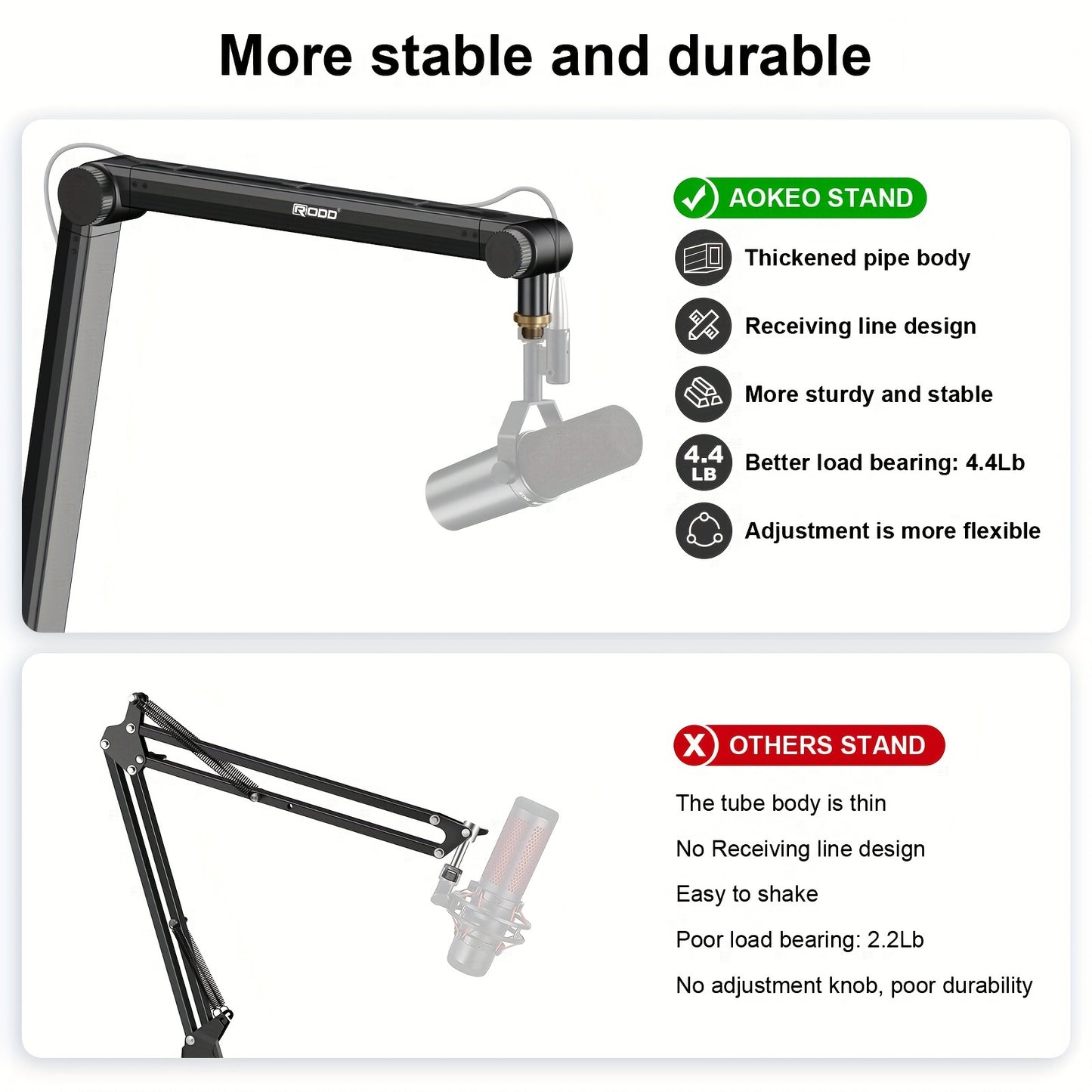 RODD AK-48 Microphone Boom Stand for Podcasts, Recording, and Gaming with a max load of 1.9kg. Eid Al-Adha Mubarak.