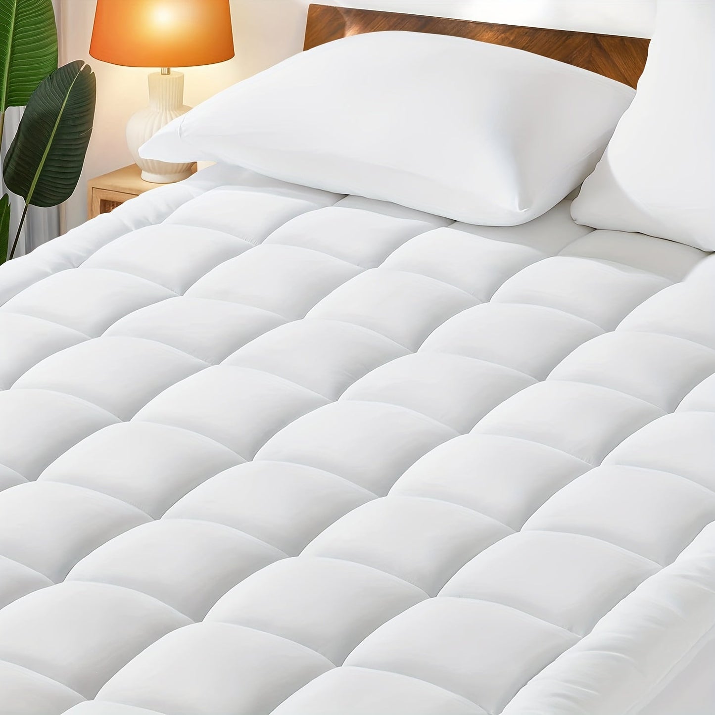 Experience the ultimate comfort with the ALLIFE Luxury Cooling Mattress Pad. This premium quilted topper features breathable and fluffy soft material with 5D spiral fiber fill for added support. The durable deep pocket design can accommodate mattresses