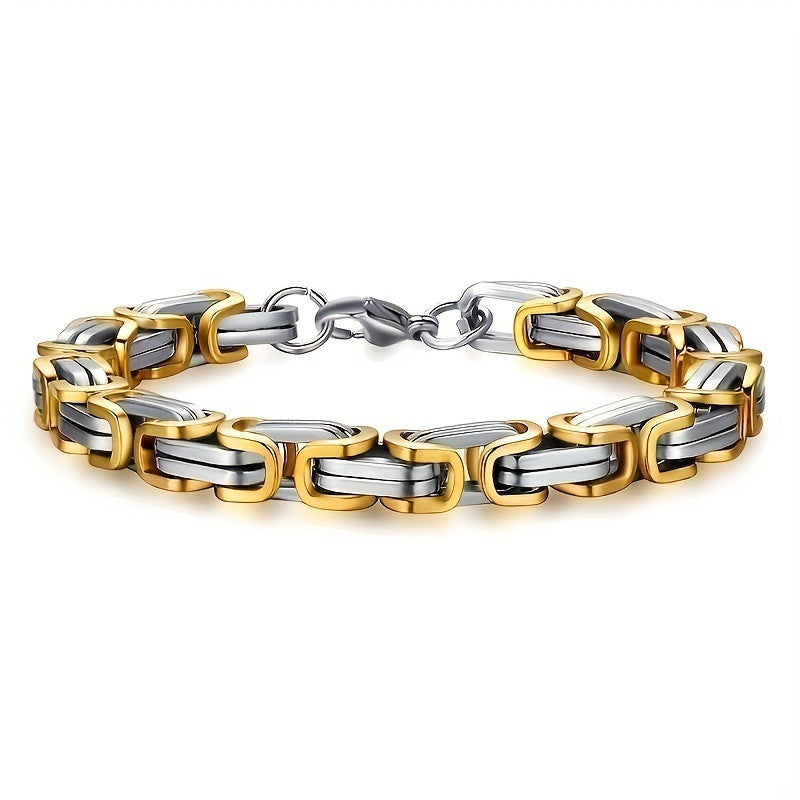 1 piece of classic fashion stainless steel men's chain bracelet hip hop jewelry with a length of 21cm.