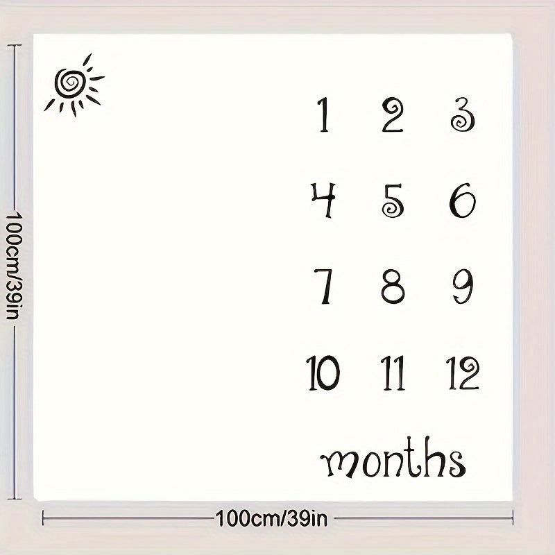 Children's Milestone Blanket - Monthly Growth Memory Keepsake, Made of Soft Polyester, Perfect for DIY Photos of Boys & Girls, Children's Photo Prop & Blanket