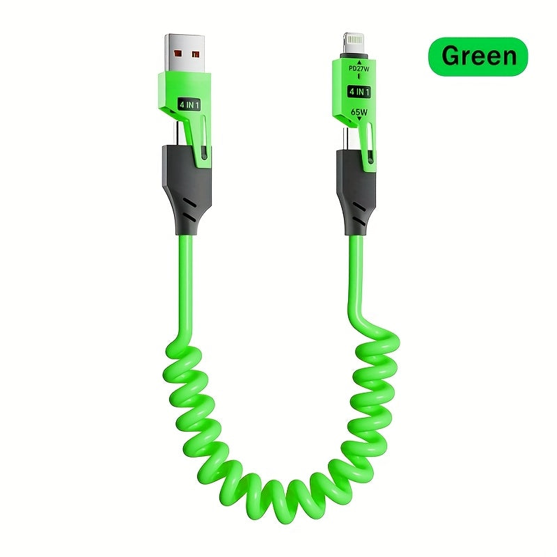 Top choice: 65W 5A universal 4-in-1 high-speed charging data cable for various devices, including SamSung, OnePlus, Mi, Huawei, OPPO, and iPhone series. Ideal for car charging and