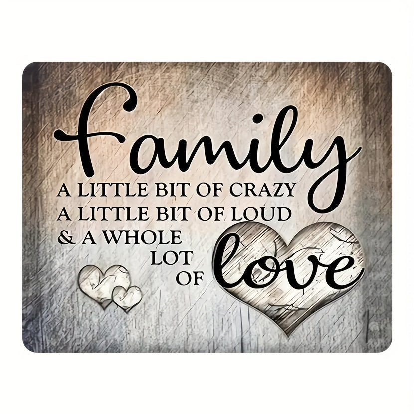 Handmade Polyester Doormat for Home - Non-Slip, Washable and Soft Decorative Mat with Family Quote. Durable Indoor Entrance Rug for Living Room and Kitchen - Featuring Black Wooden Design with Heart Patterns.