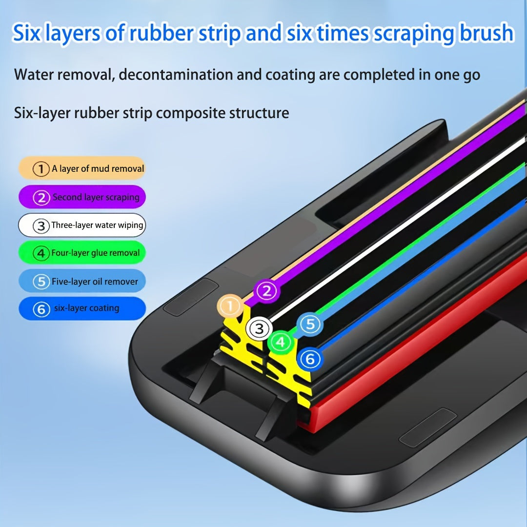 6-layer rubber strip car wiper for J/U hook type blades, 35.56cm-71.12cm, high-definition, silent, durable.