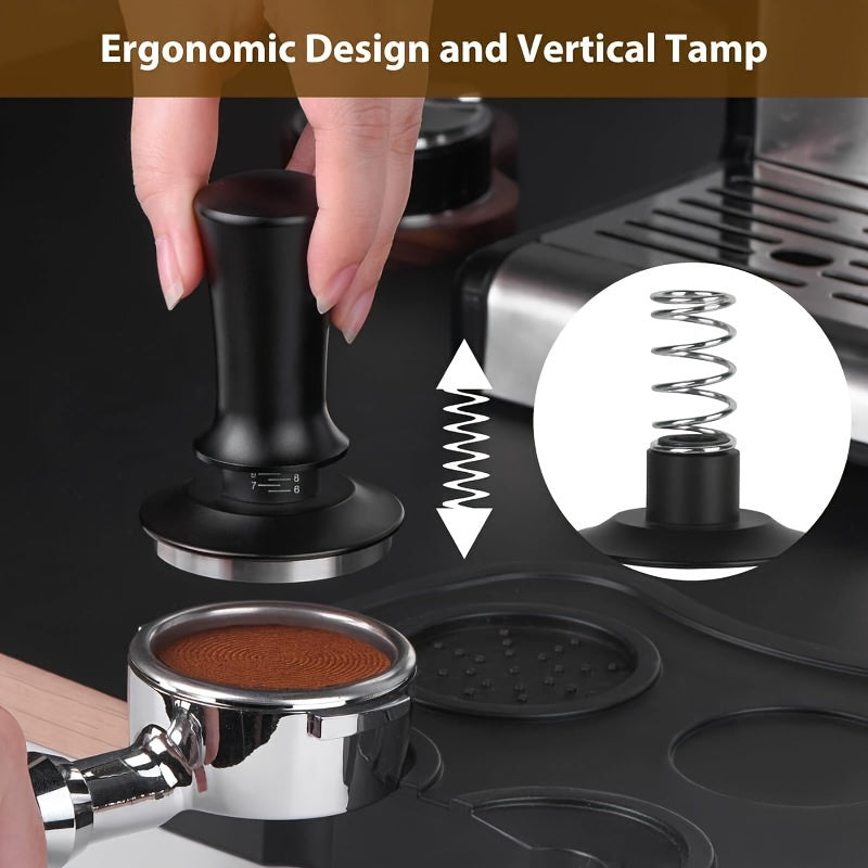 This high-quality Stainless Steel Espresso Tamper is designed for precision, with adjustable depth and a calibration spring to ensure the perfect tamping every time. Ideal for both professional baristas and home use.