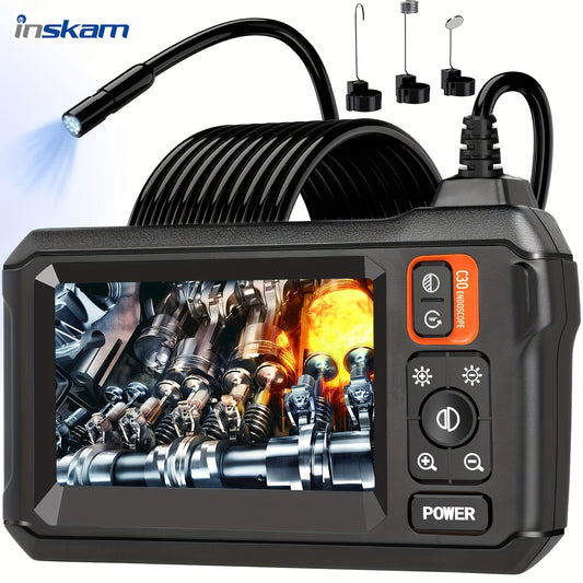 INSKAM Industrial Endoscope Camera, 4.3" IPS LCD Screen, 8mm Single Lens, ABS Material, Battery/USB Dual Power,≤36V, 2000mAh Lithium Battery, Rechargeable.