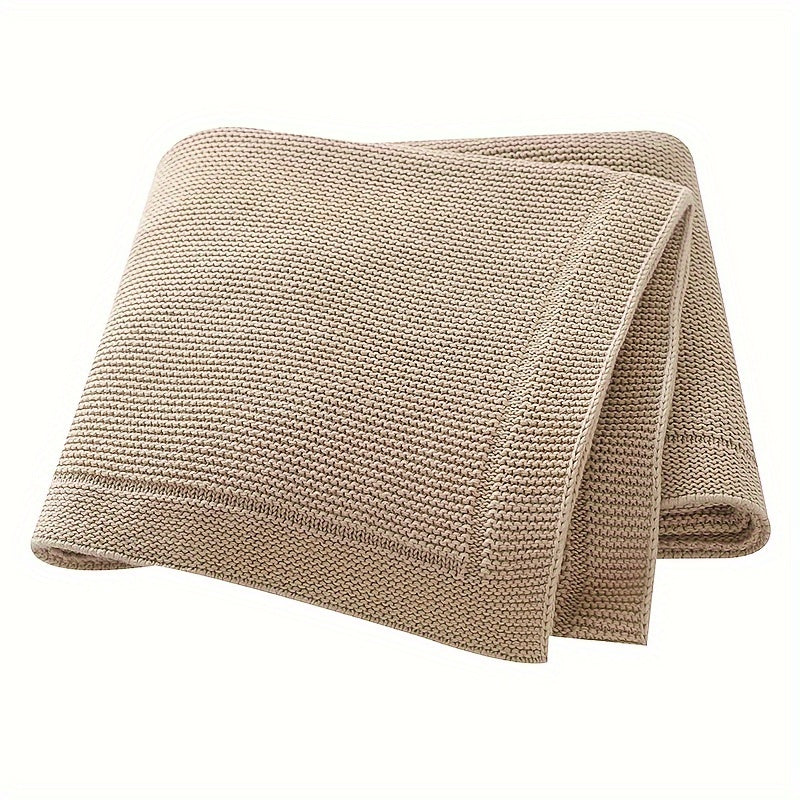 Versatile Knitted Baby Blanket in Solid Color, Ideal for Home, Travel, and Celebrations