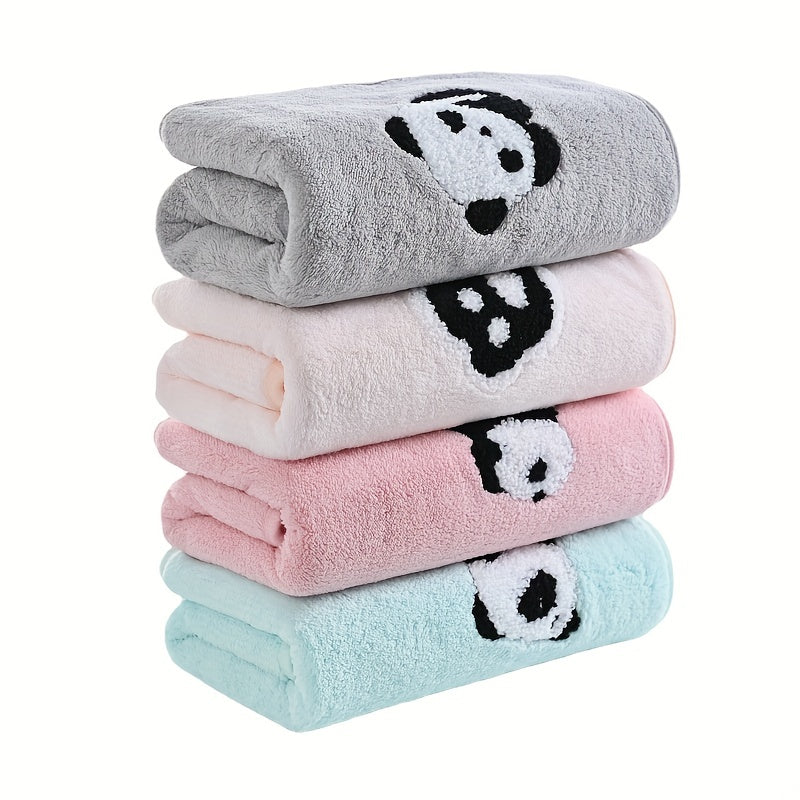 Soft and absorbent panda towel set with coral velvet material - ideal for adults for face and body washing and bathroom use.