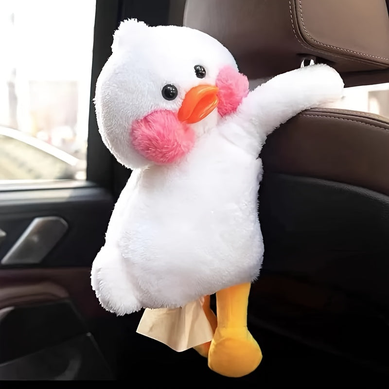 Cute duck car tissue box for creative car decoration.