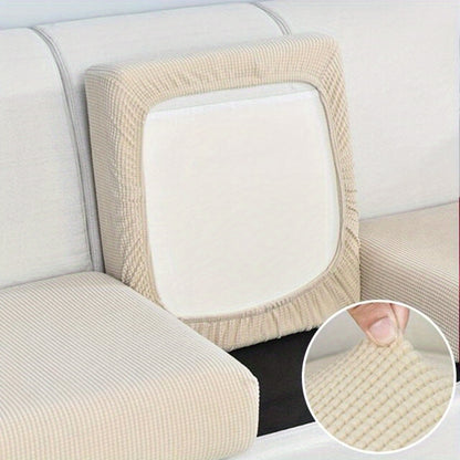 Removable and washable elastic sofa cushion cover, single piece, in a solid color to protect against dust.