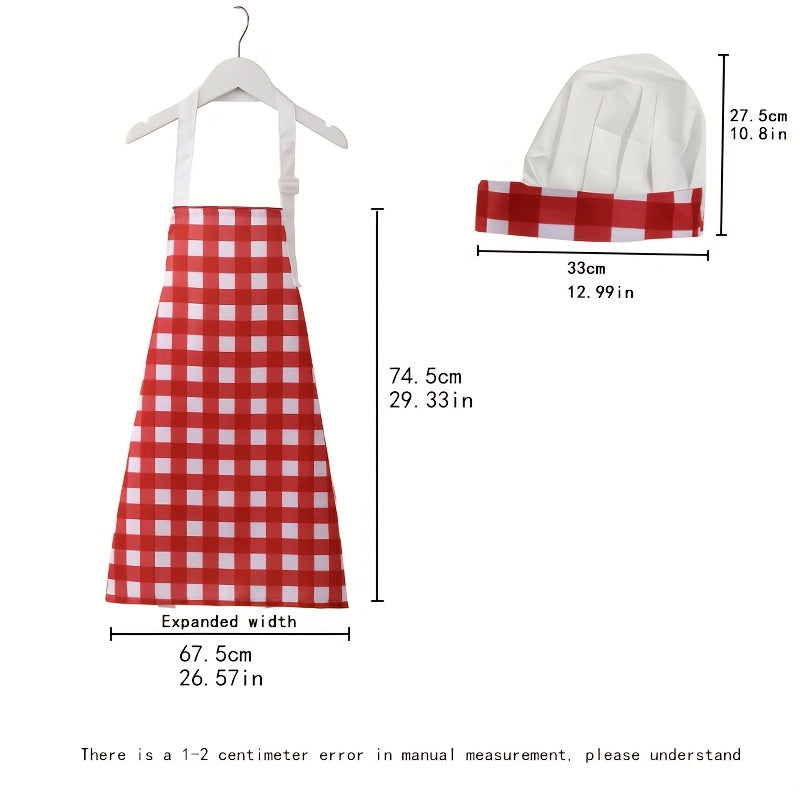 Set of Chef Apron and Hat, made from Unisex Polyester material. The Apron has an Adjustable Neck with a Woven Cooking Bib, and comes with a matching Cap. Suitable for use at Home, in Restaurants, while Baking, Catering, or for Food Service Workwear.