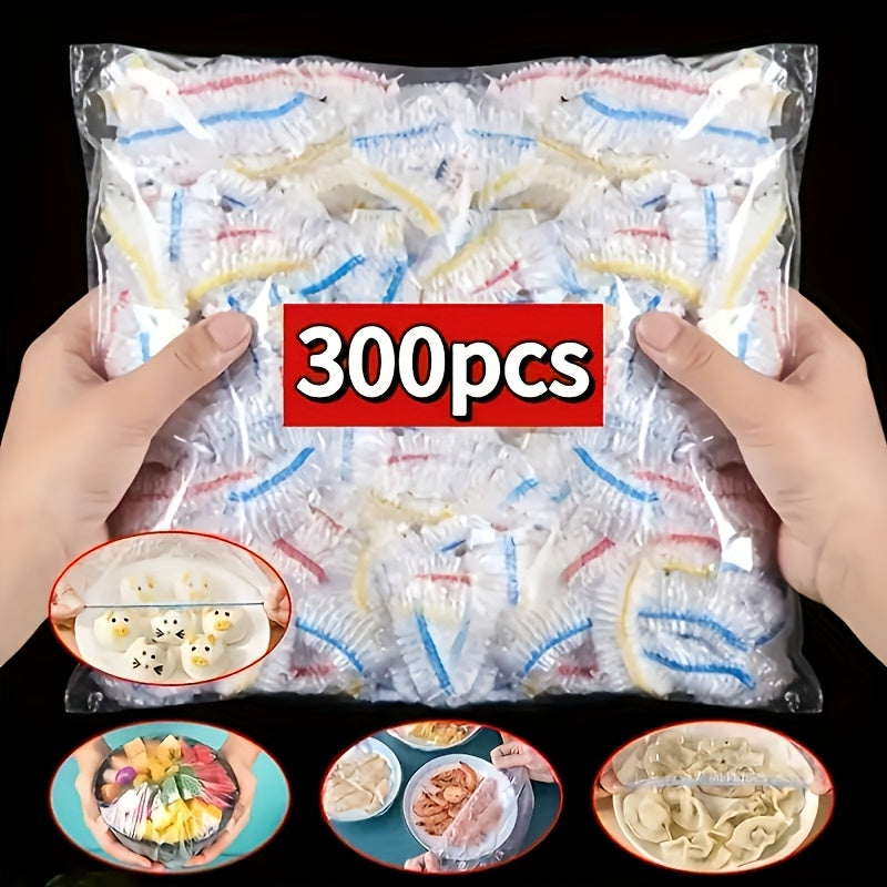 500/ 300/ 100pcs Disposable Fresh-Keeping Film Covers - The Ultimate Solution for Perfect Food Preservation. Thickened Elastic Leftover Food Fresh-Keeping Cover, Food-Grade Kitchen Storage Items and Supplies.