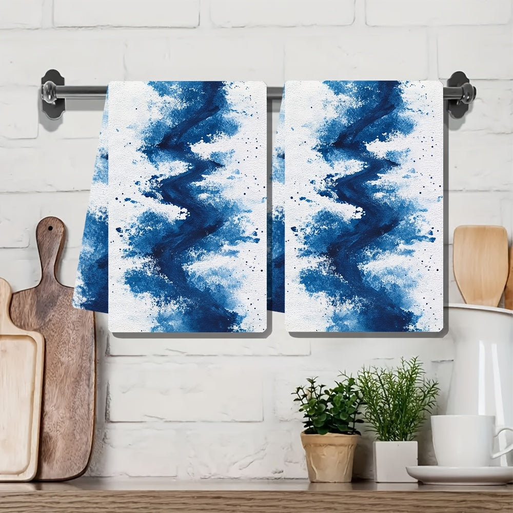 This pair of luxurious kitchen towels showcases a sleek white stencil design of race tracks, adding a unique touch to your holiday decor. Made from ultra-soft materials, these dish and hand towels are highly absorbent and easy to clean in the washing