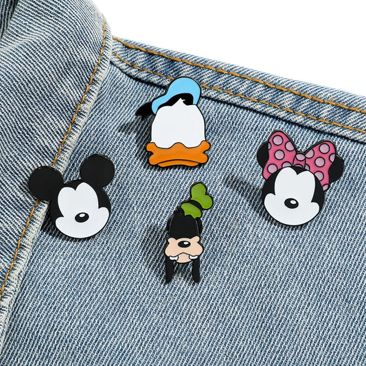 Set of 5 Disney Enamel Brooch Pins - Adorable Cartoon Alloy Metal Badges with Simple Irregular Shapes - Character Accessories for Clothes and Bags