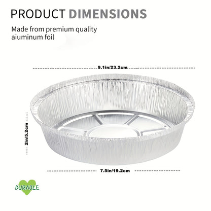 10 to 20 pieces of 22.86 cm disposable round aluminum foil pans with a choice of clear or board lids, perfect for baking, cooking, storing, and reheating.