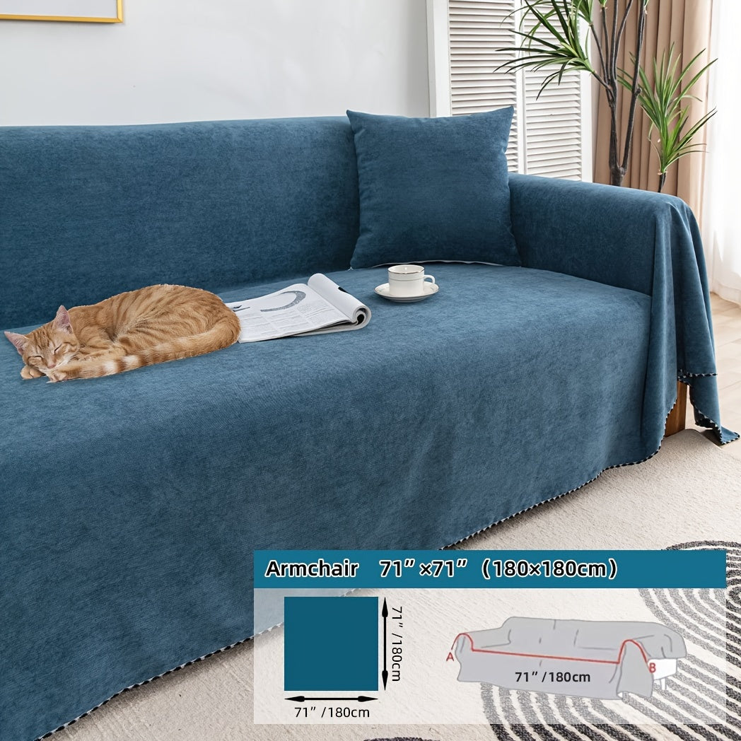 Multi-season, pet-friendly sofa cover with minimalist design protects against scratches, machine washable, ideal for L-shaped and single-seat sofas.