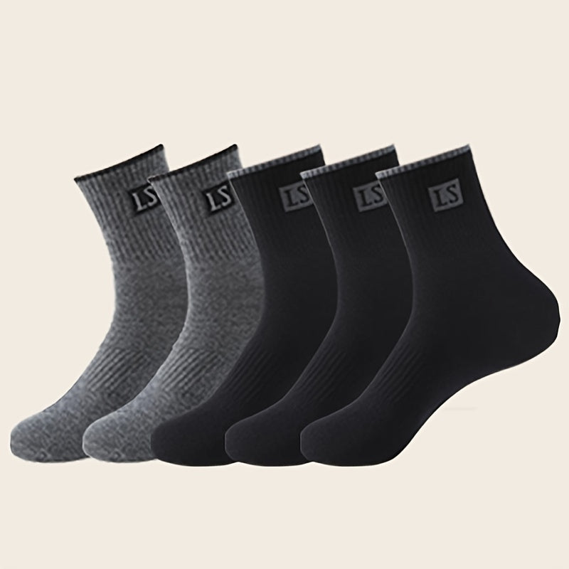 5 pairs of men's striped thermal crew socks