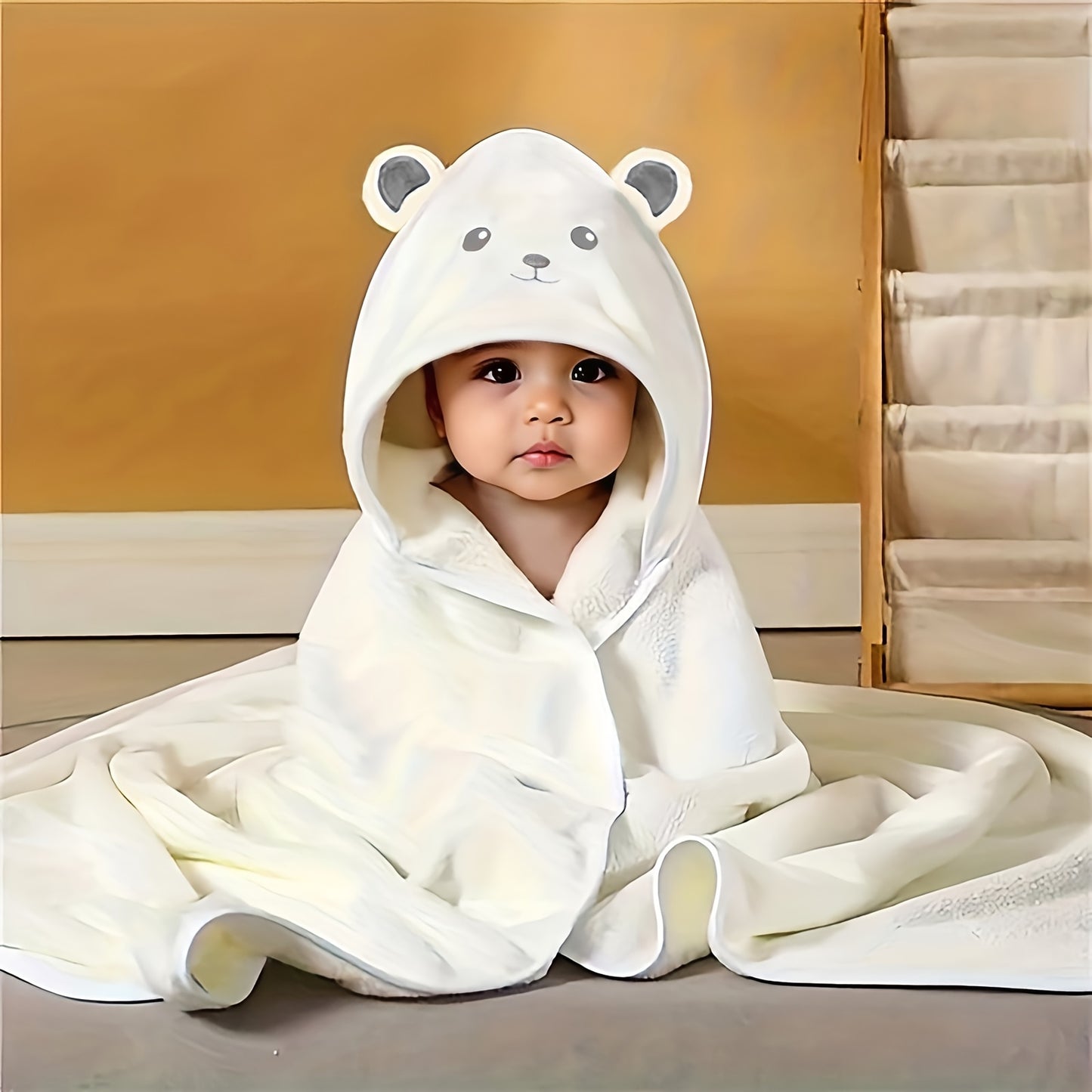 Soft cartoon towel for kids - versatile, cozy blanket for home and travel in white