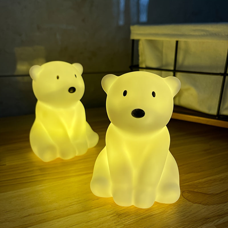 Get your hands on this adorable Cartoon Polar Bear Night Light! This energy-efficient LED lamp is rust-resistant and comes with a convenient toggle switch. Perfect for adding a touch of whimsy to your bedroom or living room decor, this plastic countertop