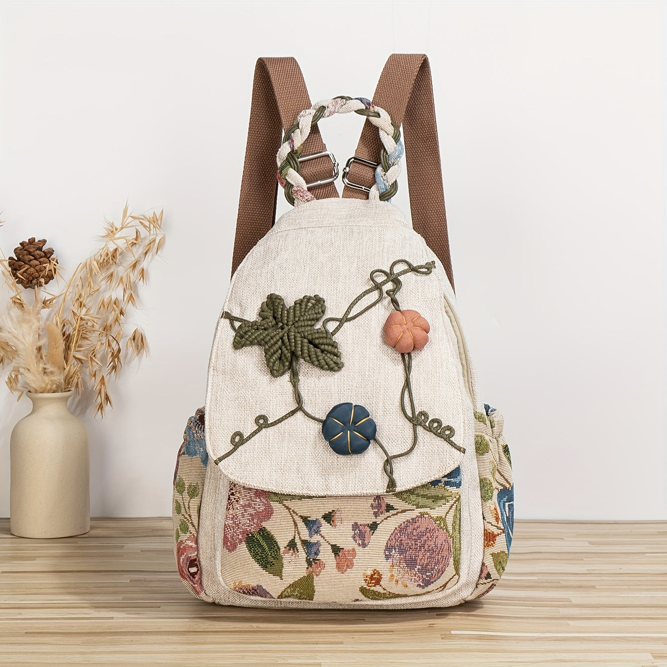 Bohemian-style backpack, versatile design - use as shoulder, chest, or single shoulder bag