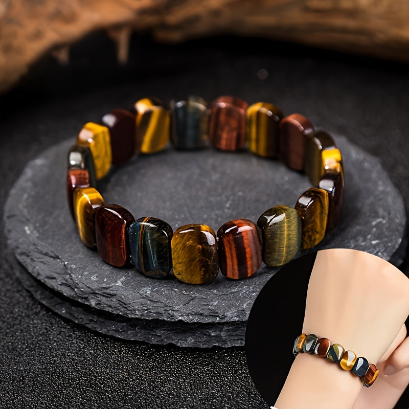 Natural Tiger's Eye Stone Bracelet - Energy Rock Bracelet for Men and Women