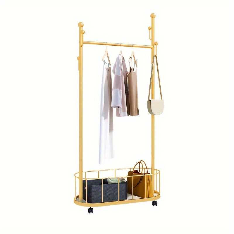 Clothes Hanger Floor Stand with Wheels - Movable Hanging Clothes Rack - Household Drying Rack - Nordic Light Luxury Cactus Storage Wardrobe Stand